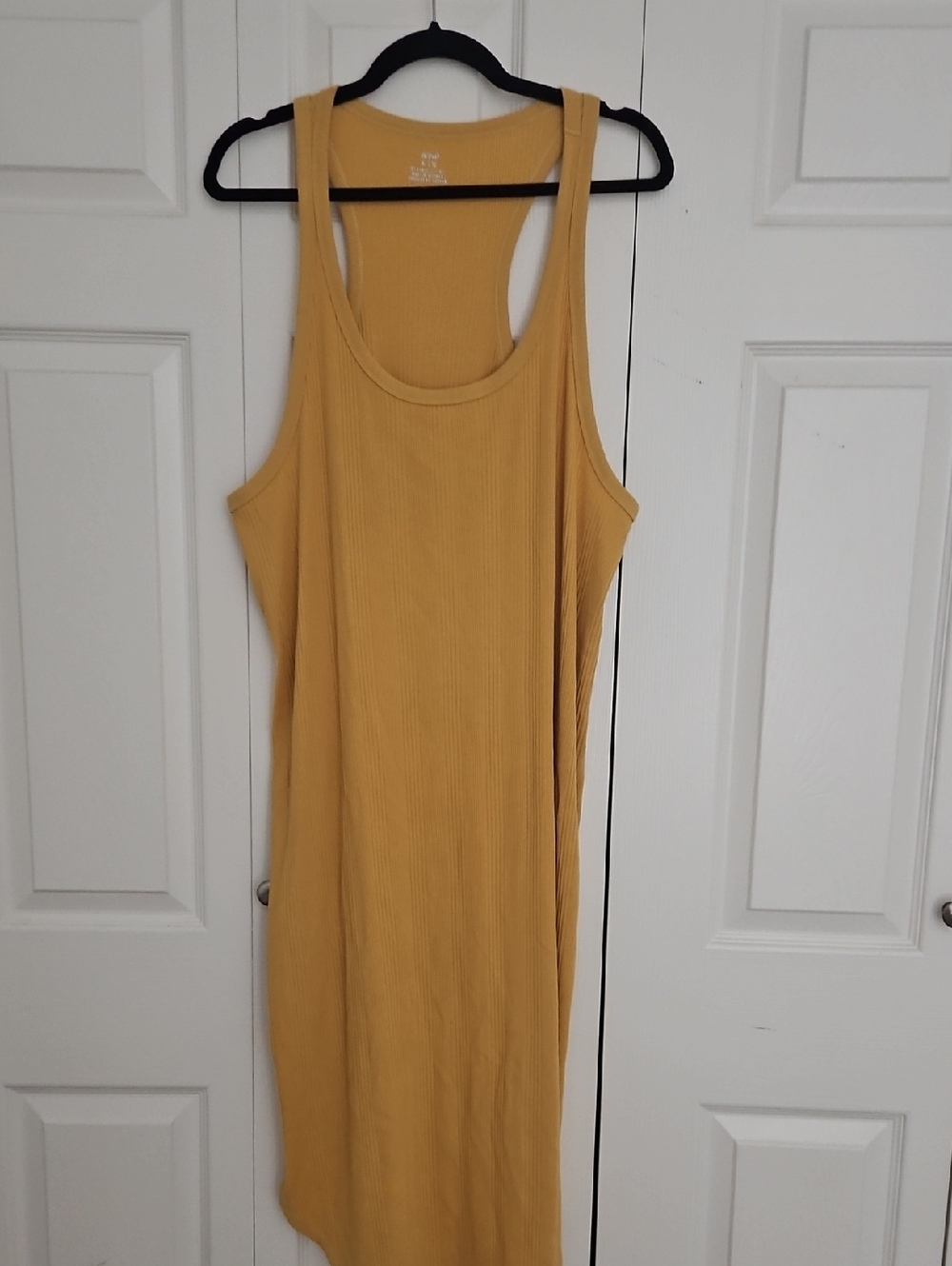 aerie Ribbed Racerback Maxi Dress in Mustard Yellow